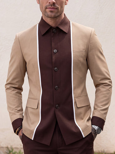 TACOHEAL Turndown Colorblock Button Down Men's Set