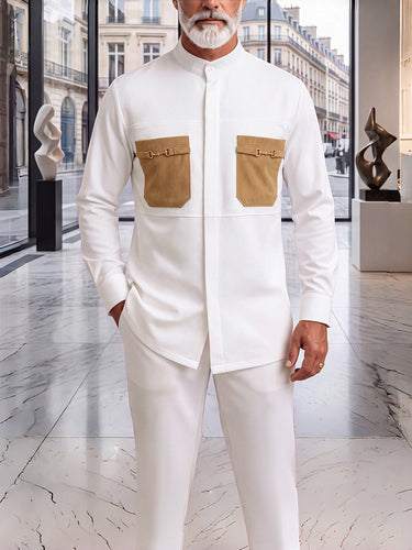 TACOHEAL Colorblock Woven Patch Pocket Men's Set