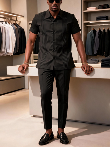 TACOHEAL Button Down Short Sleeve Men's Pants Set