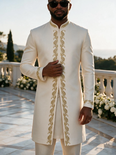 TACOHEAL Embroidered Zip-Up Long Sleeve Men's Pants Set