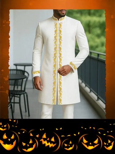 TACOHEAL Embroidered Zip-Up Long Sleeve Men's Pants Set