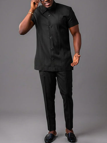 TACOHEAL Button Down Short Sleeve Men's Pants Set
