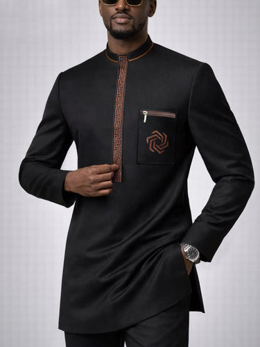TACOHEAL Embroidered Pocket Long Sleeve Men's Set