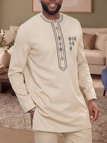 TACOHEAL Embroidered Long Sleeve Men's Pants Set