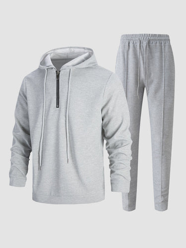 TACOHEAL Solid Long Sleeve Hooded Men's Pants Set