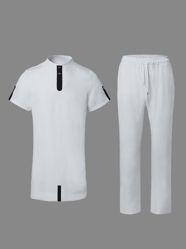 TACOHEAL African Casual White Short Sleeve Men's Set