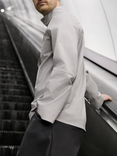 TACOHEAL Mandarin Collar Men's Long Sleeve Shirt
