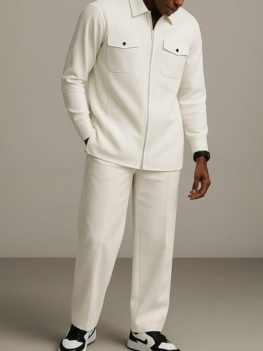 TACOHEAL Turndown Zip-Up Long Sleeve Men's Set