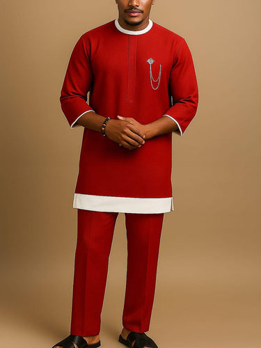 TACOHEAL Colorblock Round Neck Men's Set