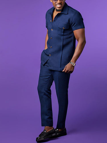 TACOHEAL Turndown Button Down Men's Pants Set