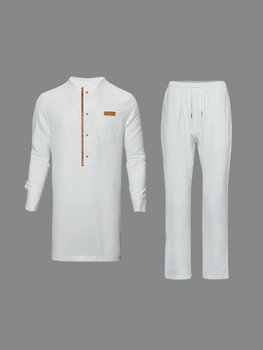 TACOHEAL White Webbing Fake Pocket Pearl Button Men's Set