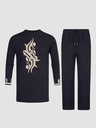 TACOHEAL Traditional Embroidered Black Men's Set