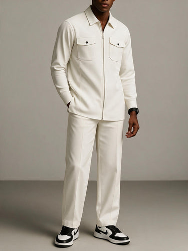 TACOHEAL Turndown Zip-Up Long Sleeve Men's Set