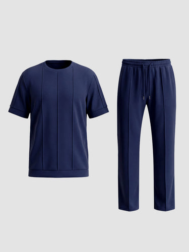 TACOHEAL Solid Short Sleeve Men's Pants Set