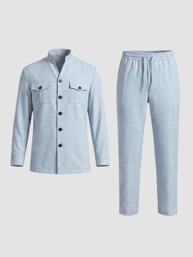 TACOHEAL Button Down Long Sleeve Men's Pants Set