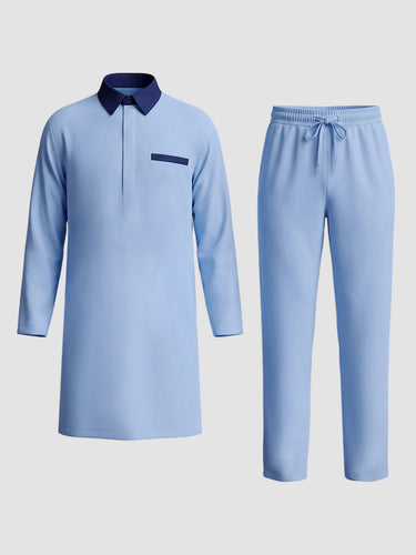 TACOHEAL Turndown Colorblock Long Sleeve Men's Pants Set