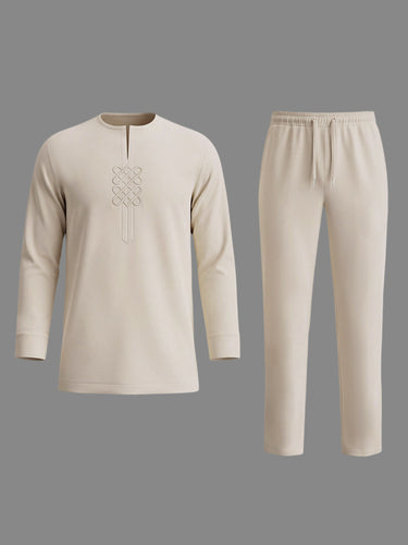 TACOHEAL Long Sleeve Embroidered Men's Pants Set