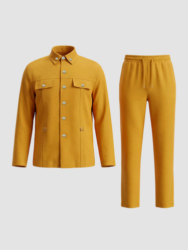 TACOHEAL Turndown Long Sleeve Button Down Men's Set