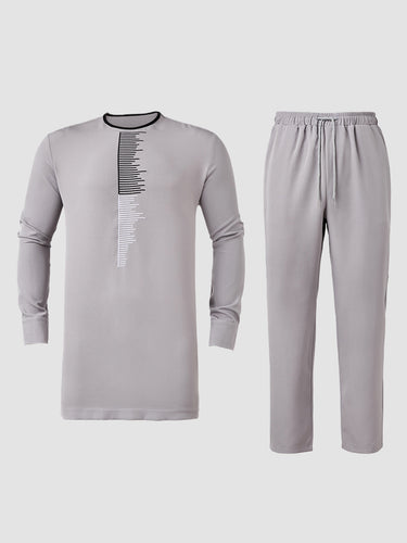 TACOHEAL Long Sleeve Embroidery Men's Pants Set