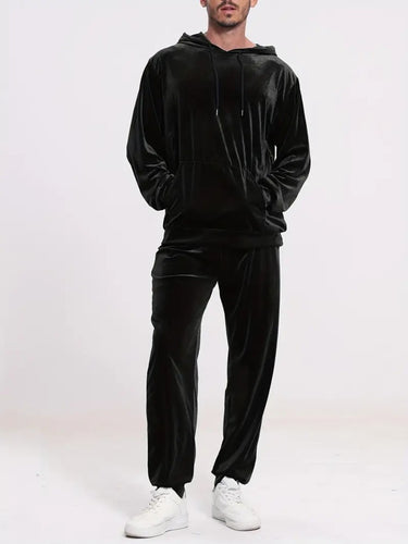 TACOHEAL Men's Velour Hoodie Tracksuit Set