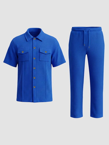 TACOHEAL Turndown Button Down Men's Pants Set