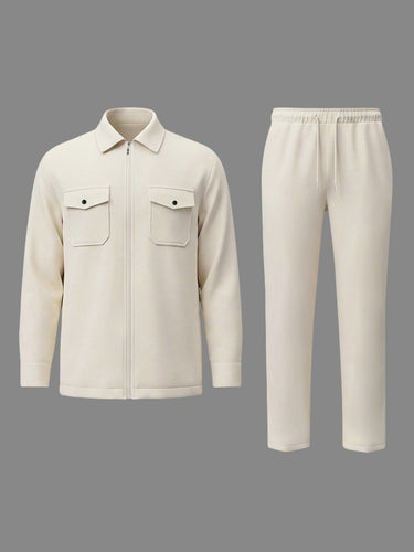TACOHEAL Turndown Zip-Up Long Sleeve Men's Set
