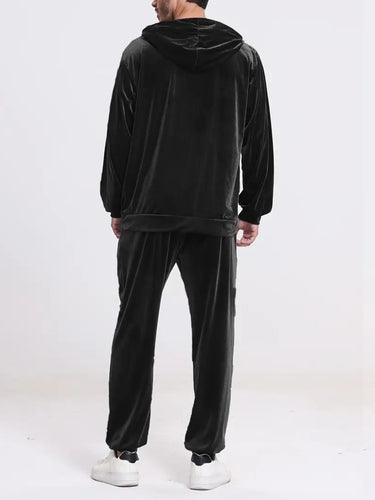 TACOHEAL Men's Velour Hoodie Tracksuit Set