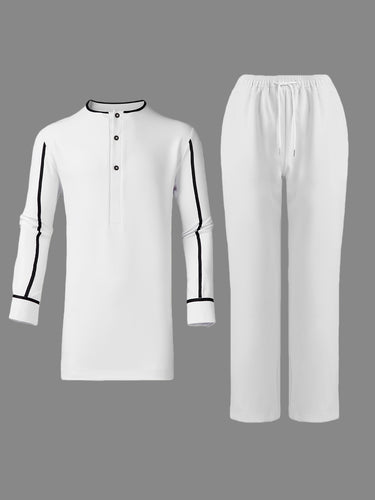 TACOHEAL Plus Size Colorblock Long Sleeve Men's Set