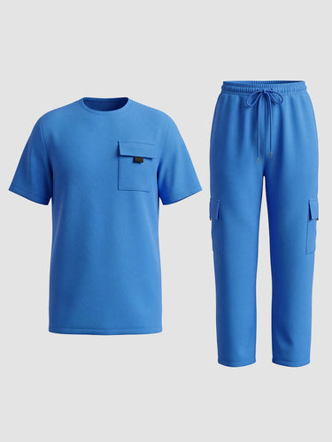 TACOHEAL Round Neck Pocket Men's Pants Set