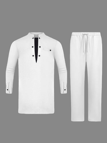 Neues afrikanisches blaues Festival-Set mit Stehkragen und Farbblock 