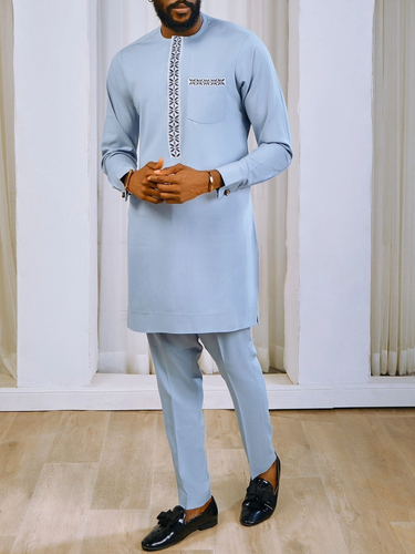 Traditional Embroidered Men's Pants Set
