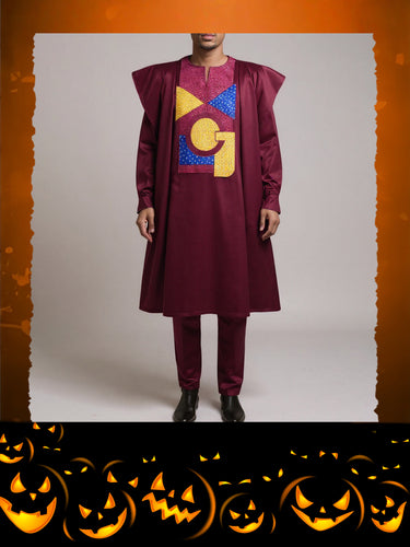 TACOHEAL African Ethnic Embroidery Agbada 3 Pieces Men's Set