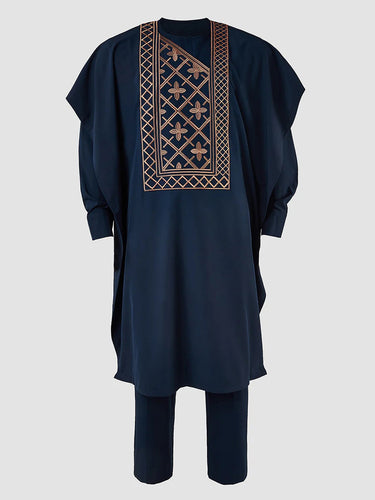 TACOHEAL African Embroidered Agbada 3 Pieces Set For Men
