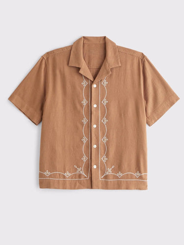 TACOHEAL Embroidered Button Down Men's Shirt