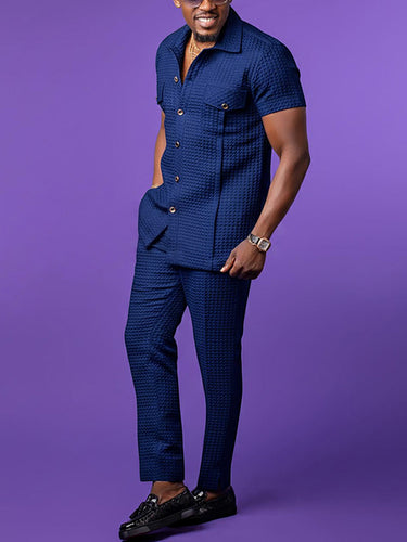 TACOHEAL Turndown Button Down Men's Pants Set