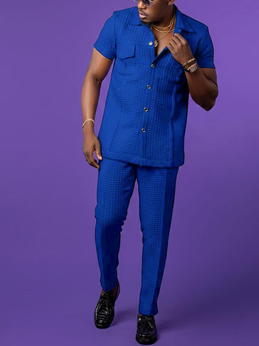 TACOHEAL Turndown Button Down Men's Pants Set