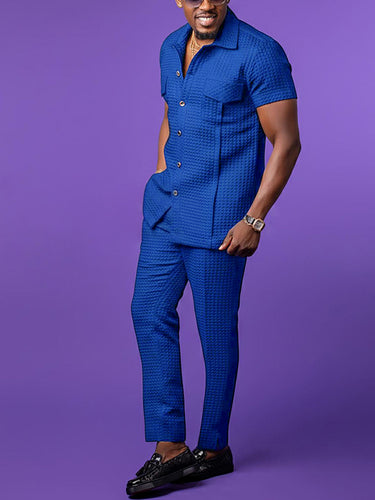 TACOHEAL Turndown Button Down Men's Pants Set