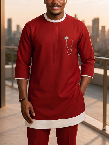 TACOHEAL Colorblock Round Neck Men's Set
