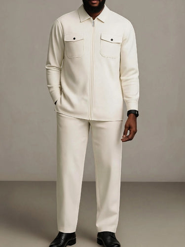 TACOHEAL Turndown Zip-Up Long Sleeve Men's Set