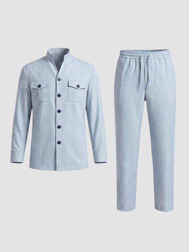 TACOHEAL Button Down Long Sleeve Men's Pants Set