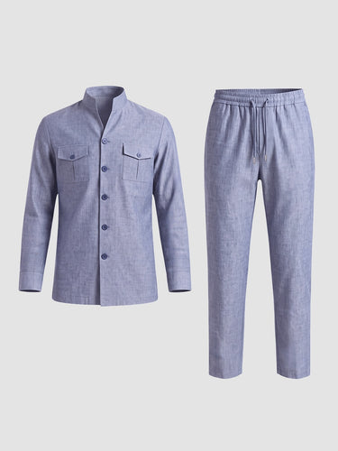 TACOHEAL Button Down Long Sleeve Men's Pants Set
