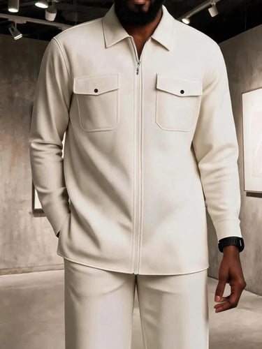 TACOHEAL Turndown Zip-Up Long Sleeve Men's Set
