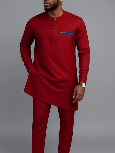 TACOHEAL Round Neck Button Men's Pants Set