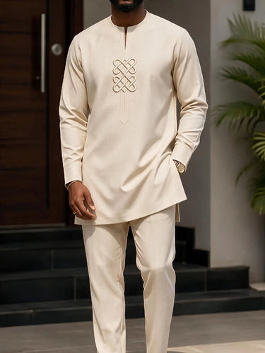 TACOHEAL Long Sleeve Embroidered Men's Pants Set