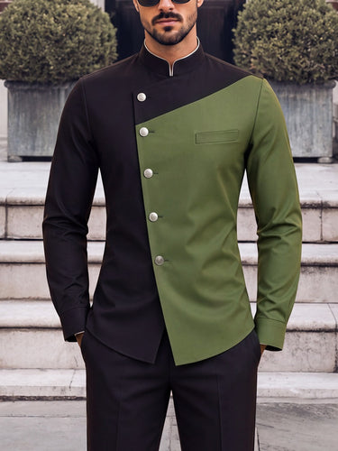 TACOHEAL Colorblock Asymmetric Button Men's Set