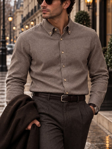 TACOHEAL Turndown Button Long Sleeve Men's Shirt