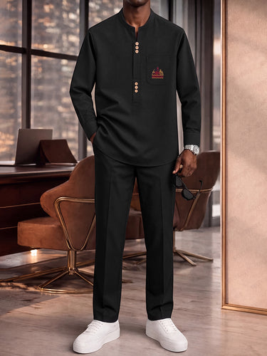 TACOHEAL Embroidery Long Sleeve Men's Set