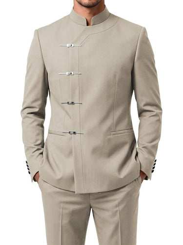 TACOHEAL Mandarin Collar Metal Frog Button Men's Set