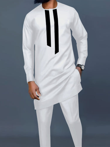 TACOHEAL Men's Round Neck Printed Long Sleeve Pants Set