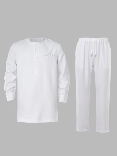 TACOHEAL Holiday Embroidered Long Sleeve Men's Pants Set